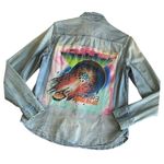 Via Penny Lane Reworked Apparel | Journey Custom Chambray Button Up Shirt Blue Size M Photo 8