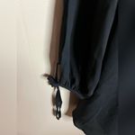 Tobi  Black V Neck Middle Midi Dress with Slit Tie Sleeves Photo 3