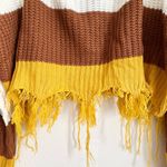 NWT Frayed Mustard Pink Brown Color Block Knit Cropped Sweater Size Medium Photo 7