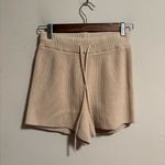 & Other Stories & Other Stories Ribbed Cotton Knit Shorts Oatmeal High Waist Drawstring- Size XS Photo 3