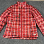 Lands' End  Red Plaid Down Puffer Coat Jacket Women's Small 6/8 Photo 0