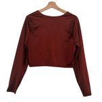 CALIA Long Sleeve Ruched Swim Rash Guard Top Red Brown Shine Size XXL Photo 3