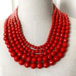 Orange and pink multi strand statement necklace Photo 0