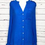 Zac and Rachel Blue Lightweight Button Up Shirt Size Large Photo 7
