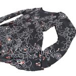 ASTR Floral Romper Long Sleeve Button V Neck Black and White Women's Size Small Photo 5