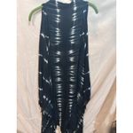 Long Tie Dye Sleeveless Duster Vest Black White Boho Fringe Size undefined Photo 3