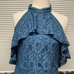 Francesca's NWT Teal Blue Lace Halter Backless Mini Dress Large Photo 1