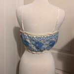 Free People  Rosebud Embroidered Tank Top Blue White Coquette Fairy Festival Boho Photo 3
