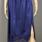 Vanity Fair Vintage  Half Slip Skirt Size XL Dark Blue Wide Lace One Slit 11752 Photo 0