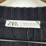 ZARA  Black Cable Knit Button Front Cardigan Sweater Size Medium Photo 3