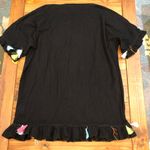 Elaine Turner  Free w/swim purchase Black Swim Coverup 💯 Cotton w/ tassels S Photo 3