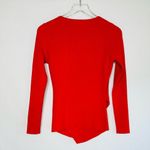 Milly Cross Front Long Sleeve Knit Red Gold Buttons Sweater Top Shirt Size M Photo 4