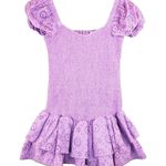 Likely  NEW Tayaisha Smocked Cotton Eyelet Violet Mini Dress Sz 8 Photo 6