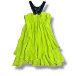 BCBGMAXAZRIA Silk Chiffon Beaded Cocktail Dress Green Size 2 Y2K Photo 3