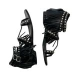 Saint Laurent Women’s Nu Pieds Fringe & Studded Sandals size 36 Black Photo 3