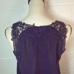 Truly Poppy Eggplant Purple Lacy Underlay Sleeveless Top Photo 4