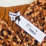 Steve Madden Leopard Print Smocked Top Blouse Long Sleeve Brown Size Medium New Photo 5