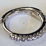 Sterling Silver with CZ Crystals Flower Huggie Hoop Earrings New Photo 3