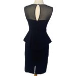 Cache Vintage  Peplum Black Sheer Shoulders Designer Formal Little Black Dress Photo 5