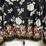 Johnny Was  Active Top Womens XS Black Floral Boho Tie Run Jog Workout Gym Train Photo 8