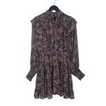 Fate Women's Boho Paisley Mini Dress M Ruffle Long Sleeve Sheer Lined Multicolor Black Size M Photo 6
