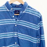 American Eagle  Blue Striped Button Down Shirt Photo 1