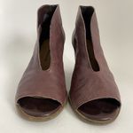 Lucky Brand  Joal Bootie Size 6.5 M Raisin Wild Leather Maroon Peep Toe Heel Photo 4
