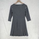 Roz & Ali ‎ Nautical Navy Blue White Striped Stretch Jersey Knit Keyhole Dress Photo 1