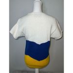 VINTAGE Crochet Short Sleeve Knit 3D Sweater Yellow Photo 8