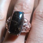 Matrix Silver Shungite Solitaire 18k Rose Gold Plated Ring (Size 9) Photo 1