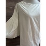 SUNO Top Shirt Womens Small White Cotton Bell Sleeve Work Wear Designer Elegant Photo 1