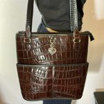 Brighton  Classic Brown Crocodile Bucket Shoulder Bag Purse W Braided Strap Photo 5