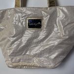 Betsey Johnson Betseyville Gold Tote Bag Lightning Bolt Charm Travel Campus Zip Photo 1