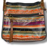 Fossil Vintage  Womens Crossbody Purse Handbag Multicolor Stripes Coated Canvas Photo 5