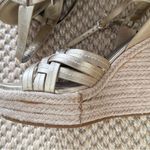 Coach Dottie Gold Metallic Leather Jute Espadrille Wedge Sandals Size 7.5 Photo 4