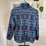 L.L. Bean Aztec Southwestern Print Pullover Fleece Jacket Sweatshirt 1/4 Snap L Blue Size L Photo 3