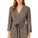 Rene Rofe Sleepwear Leopard Cheetah Print Robe Bathrobe Brown Photo 0