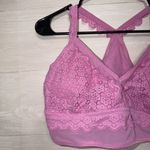 Aerie XL Pink Lace Bralette Wireless Eyelash Trim Racerback Soft Stretch Photo 2