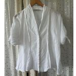 ZARA  Women's 100% Cotton Semi Sheer Tie Sleeves Button Down Pleated Shirt Top L Photo 1