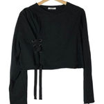 ZARA Black Lace Up Side Cropped Long Sleeve Top S Photo 0