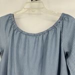Beach Lunch Lounge Chambray Stripe Top 3/4 Bell Sleeves Boho Coastal Size L Photo 1