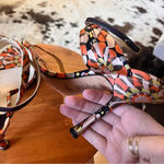 Jimmy Choo Geometric Groovy Print Satin Heels Ankle Wrap Size 39.5 Photo 4