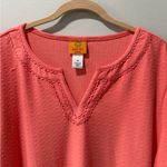 Plus Size Scoop/ V Neck Texture Solid Knit Top With Short Ruffle Sleeves Orange Photo 4