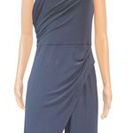 Adrianna Papell Beaded One Shoulder Blouson Wide Leg Black Jersey Jumpsuit Sz 8 Photo 3