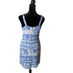 St. John Collection Knit Dress Blue Sleeveless Beach Nautical Seashells Size 2 4 Photo 2