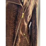 Philosophy  Jacket Womans Large Snakeskin Moto  Brown Gold Hardware‎ Faux Leather Photo 3