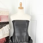 Jovani  Silver Metallic Rosette Skirt Embellished Strapless Cocktail Dress Sz 8 Photo 1