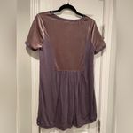 Esley  Plum Purple Velour Inlay Black Embroidered V Neck Flowy Peasant Top Size M Photo 4