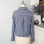 Ivanka Trump Blue Chambray Striped Button Down Tie Front Shirt Long Sleeve Photo 4