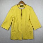 ZARA Yellow Round Neck Full Zip Tailored Coat 3/4 Length Sleeves Size Medium Photo 2